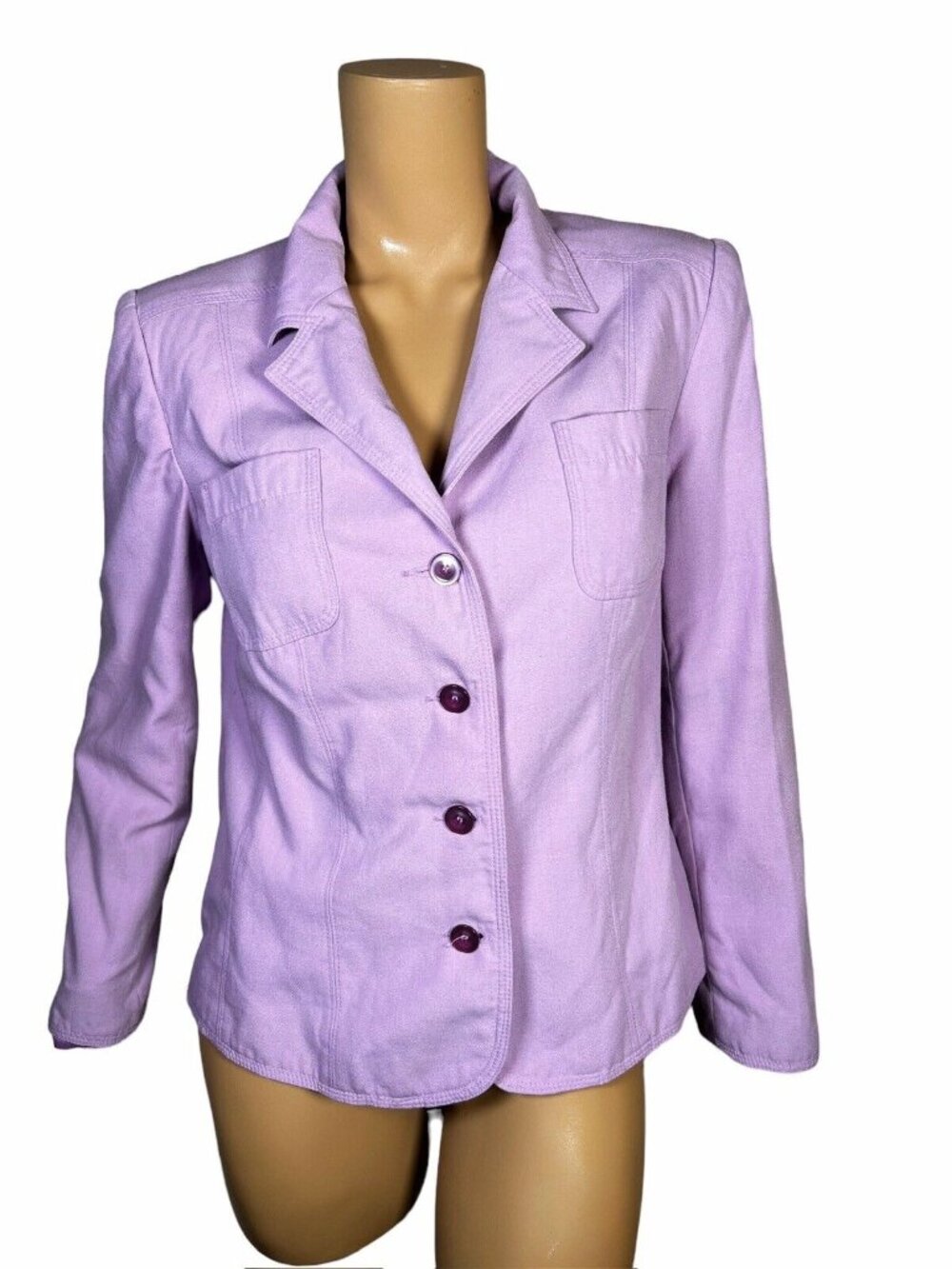 Sag Harbor Womens Blazer Size 6 Lavender Long Sleeve Solid Lined Pockets
